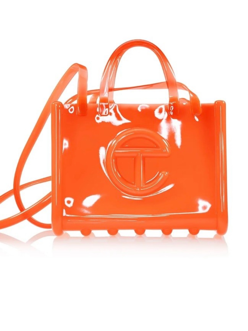 Telfar Bright Orange Medium Jelly Tote with Crossbody Strap